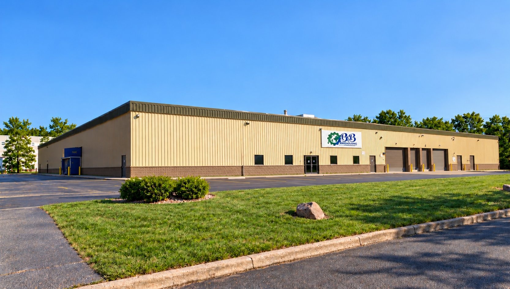 Exterior of the new B&B Warehousing food-grade warehouse in Bedford Park, IL